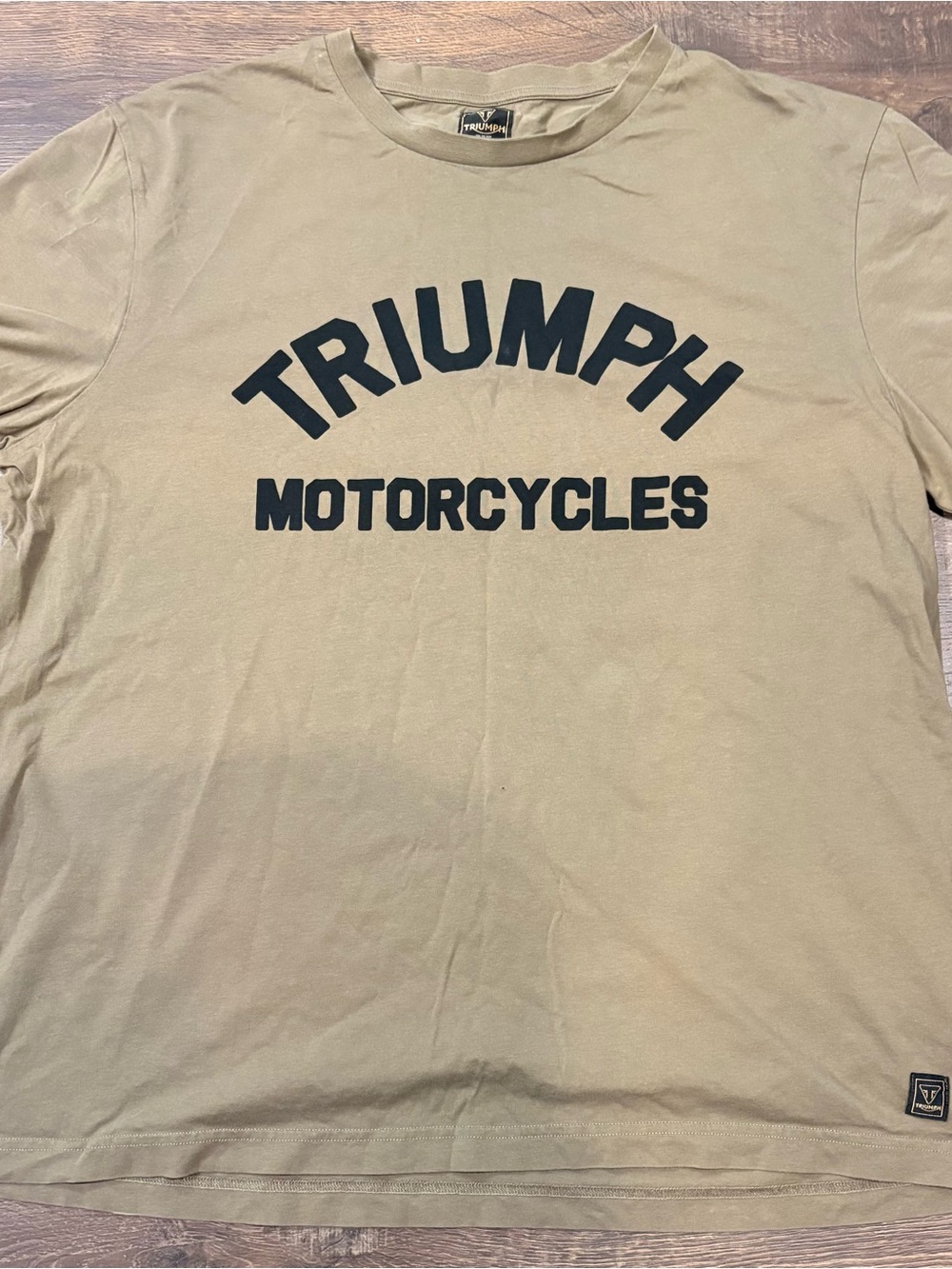 Triumph Short Sleeve Tee in Tan with Black Logo
